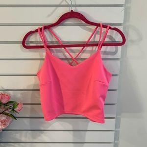 Express Bright pink crop top with strappy back
